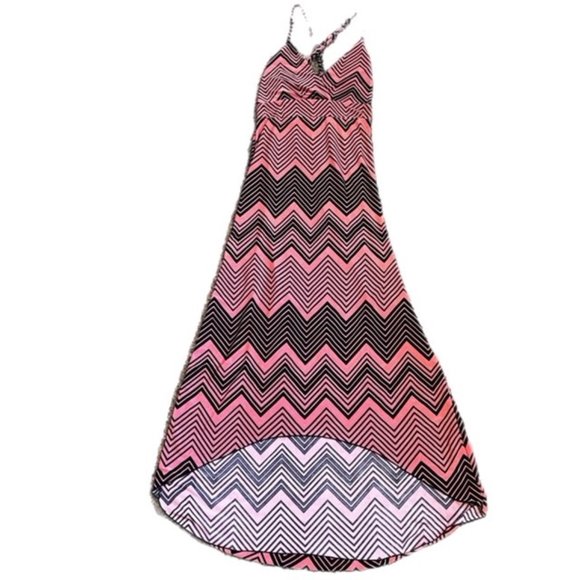 Pink and black High Low Maxi Dress Adjustable straps - Picture 1 of 5
